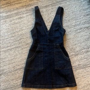 Reformation mini jean jumper dress